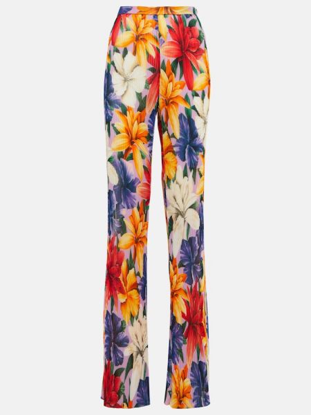 Pantaloni cu picior drept cu talie înaltă cu model floral Etro