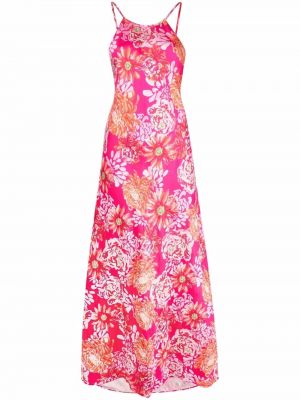 Расклешенное платье макси с принтом длинное Pinko, розовый