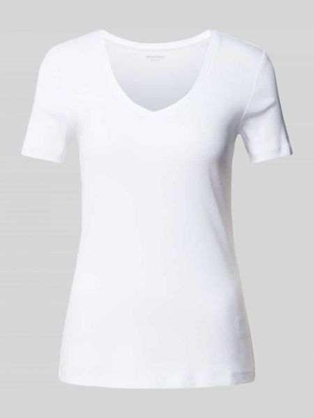 Koszulka w jednolitym kolorze z dekoltem w serek Montego biała