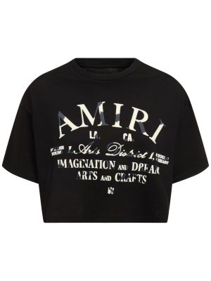 Camiseta de algodón de tela jersey Amiri negro