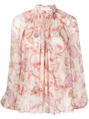 Φλοράλ μπλούζα με σχέδιο Zimmermann ροζ
