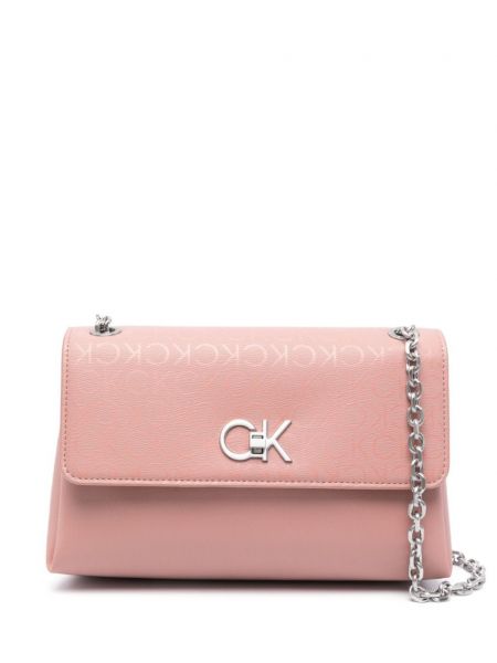 Чанта за ръка с принт Calvin Klein розово