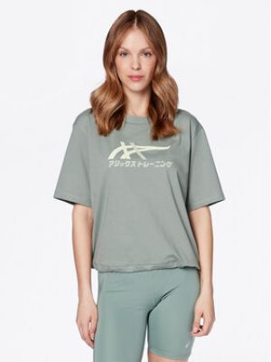 Tigrované voľné priliehavé tričko Asics zelená