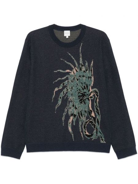 Lang sweater i jacquard stof Paul Smith blå