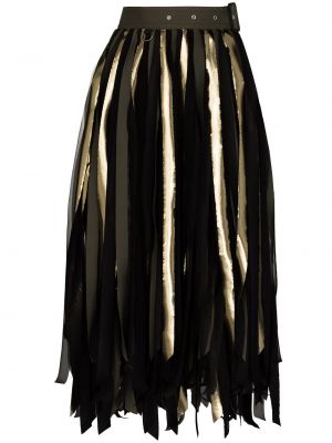 Falda midi con flecos Sacai negro