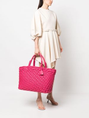 Leder shopper handtasche Alanui pink