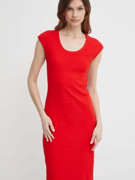 Sukienka midi dopasowana Tommy Hilfiger czerwona