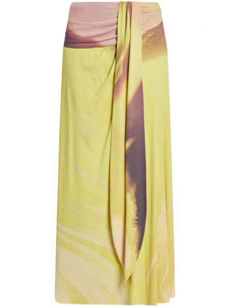 Drapovaný midi sukňa Simkhai žltá