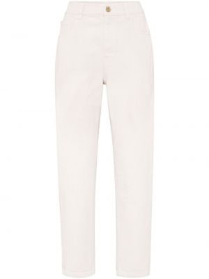 Straight fit džíny s vysokým pasem Brunello Cucinelli bílé