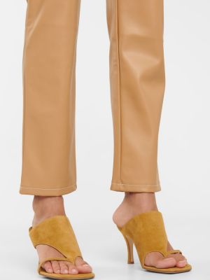 Kožené rovné kalhoty z imitace kůže Staud béžové