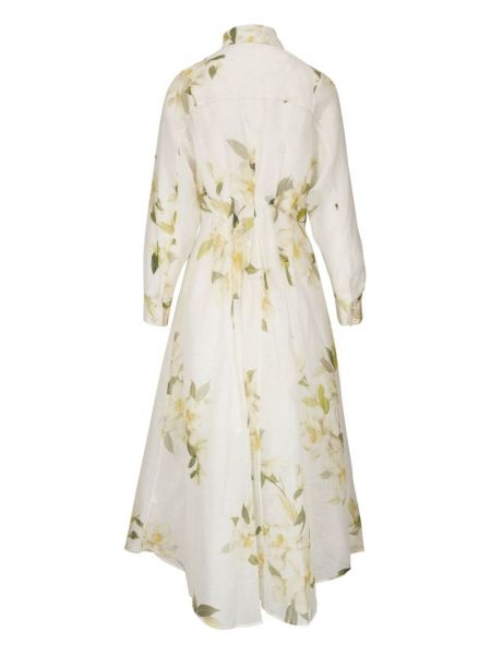 Robe mi-longue à fleurs Zimmermann blanc