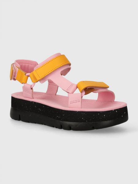 Kožne sandale s platformom Camper ružičasta