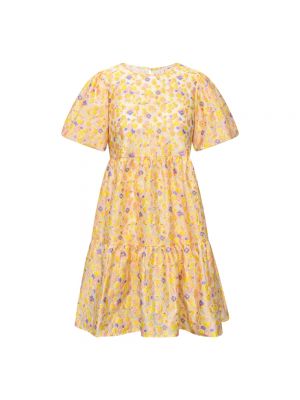 Sukienka mini z rękawami balonowymi A-view żółta