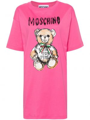 Šaty s potlačou Moschino ružová