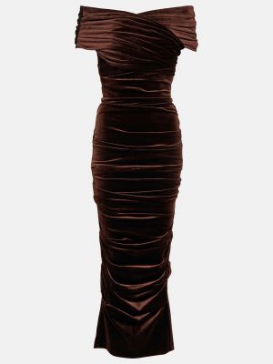 Бархатное платье миди Alex Perry коричневое