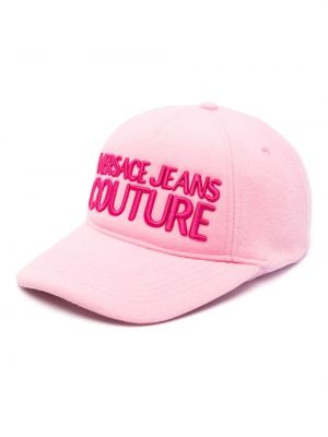 Șapcă cu broderie Versace Jeans Couture roz