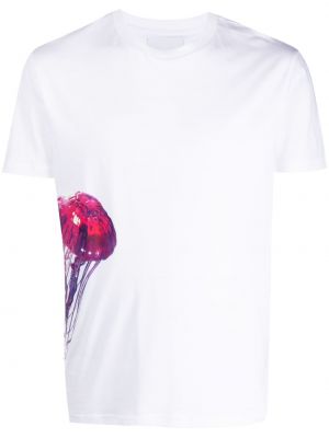 Памучна тениска с принт Les Hommes бяло