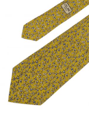 Jedwabny krawat z nadrukiem Céline Pre-owned żółty