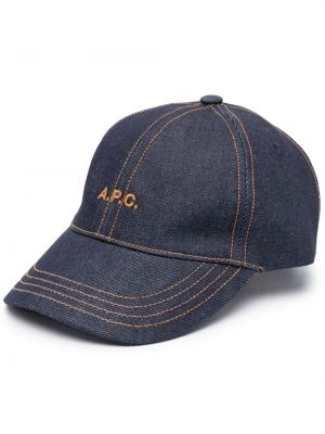 Haftowana czapka z daszkiem A.p.c. niebieska