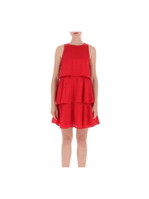 Mini vestido de raso con volantes Armani Exchange rojo