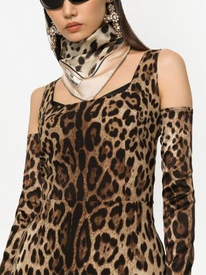 Zīda šalle ar apdruku ar leoparda rakstu Dolce & Gabbana bēšs