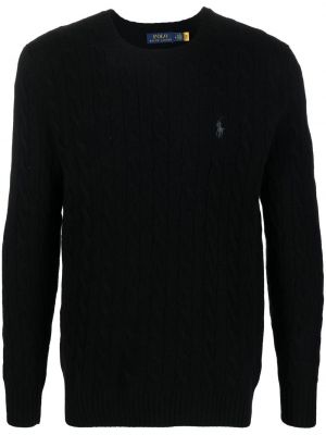Usnjeni pulover z zaponko z vezenjem Polo Ralph Lauren