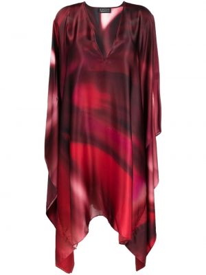 Hedvábné šaty s abstraktním vzorem Gianluca Capannolo červené