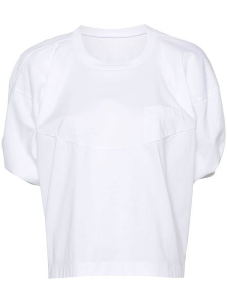 T-shirt en coton à manches bouffantes Sacai blanc