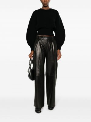 Pantalon en cuir large plissé Alexander Wang noir