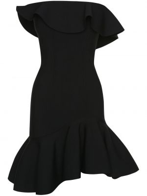 Sukienka koktajlowa z falbankami Alexander Mcqueen czarna