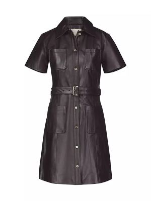 Кожаное платье мини Michael Michael Kors черное