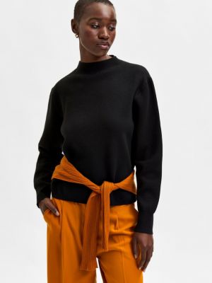 Poliészter viszkóz pulóver Selected Femme - fekete