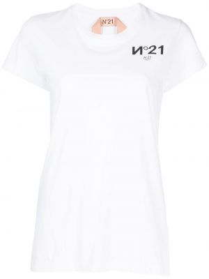 Памучна тениска с принт N°21 бяло