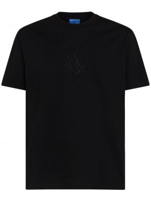 Kokvilnas t-krekls ar aplikāciju Karl Lagerfeld Jeans melns