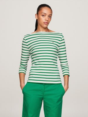 Camiseta con escote barco Tommy Hilfiger verde
