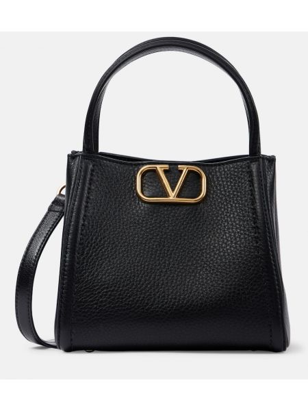 Δερμάτινη μίνι τσάντα Valentino Garavani μαύρο