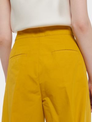 Bavlnené hodvábne rovné nohavice 's Max Mara žltá