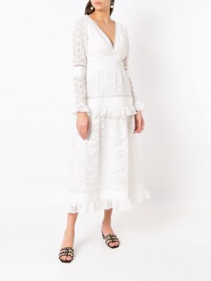 Bílé krajkové midi šaty Martha Medeiros