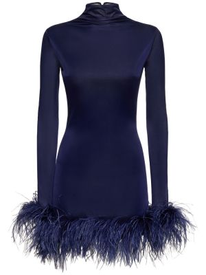 Mini vestido con plumas de tela jersey de plumas 16arlington azul