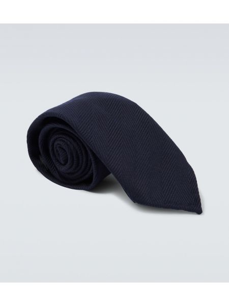 Prugasta vunena kravata Brioni plava