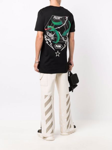 Camiseta de cuero con estampado de estampado de serpiente Philipp Plein