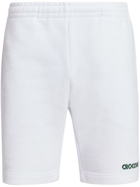 Bombažne kratke hlače z vezenjem Lacoste bela