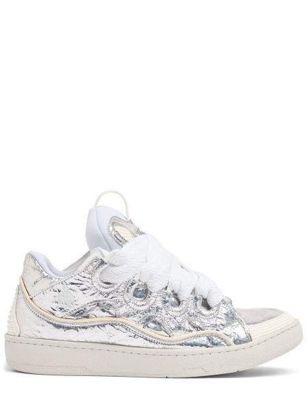 Mesh lær sneakers Lanvin sølv