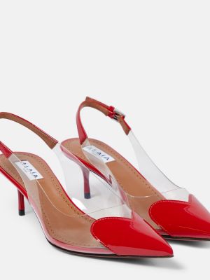 Кожени полуотворени обувки с отворена пета Alaã¯a червено