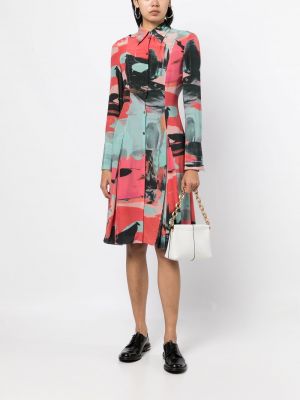 Hedvábné šaty s potiskem s abstraktním vzorem Paul Smith růžové
