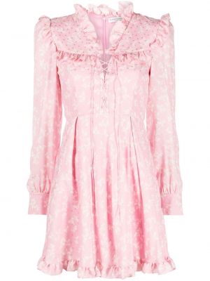 Raštuotas gėlėtas suknele su raukiniais Alessandra Rich rožinė