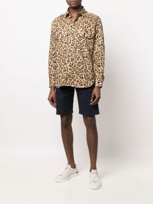 Hemd mit print mit leopardenmuster Tintoria Mattei braun