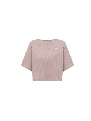 Dzianinowa koszulka z okrągłym dekoltem Nike różowa