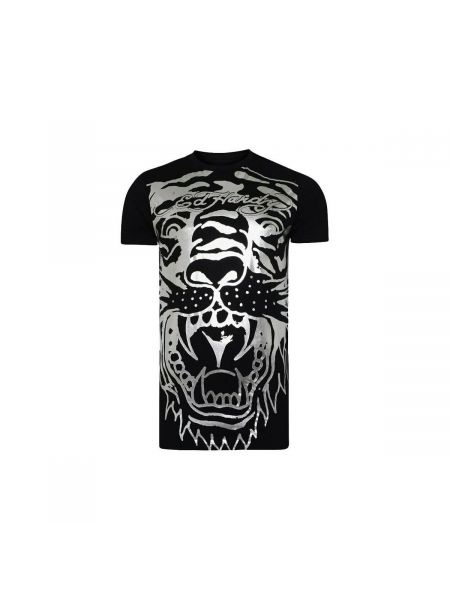 Tričko s krátkými rukávy s tygřím vzorem Ed Hardy černé
