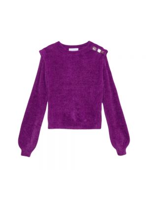 Sweter z okrągłym dekoltem Gaëlle Paris fioletowy